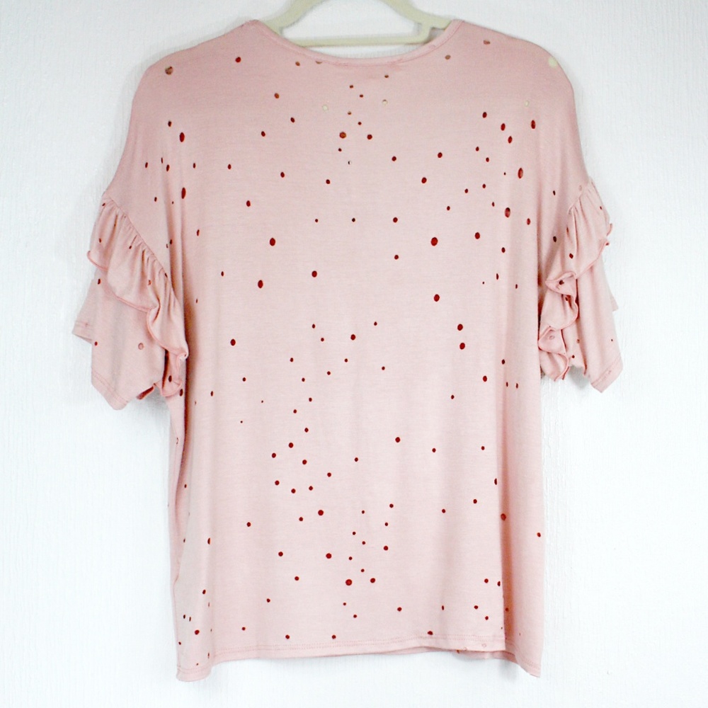 Distressed Ruffle Sleeve Relaxed Tee NWT - Picture 4 of 8